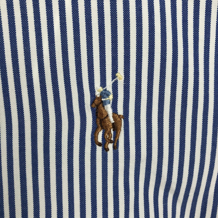 Ralph Lauren YARMOUTH Long Sleeve Button-Down Striped Shirt, Men's M Size cotton blue type Vintage Second Hand