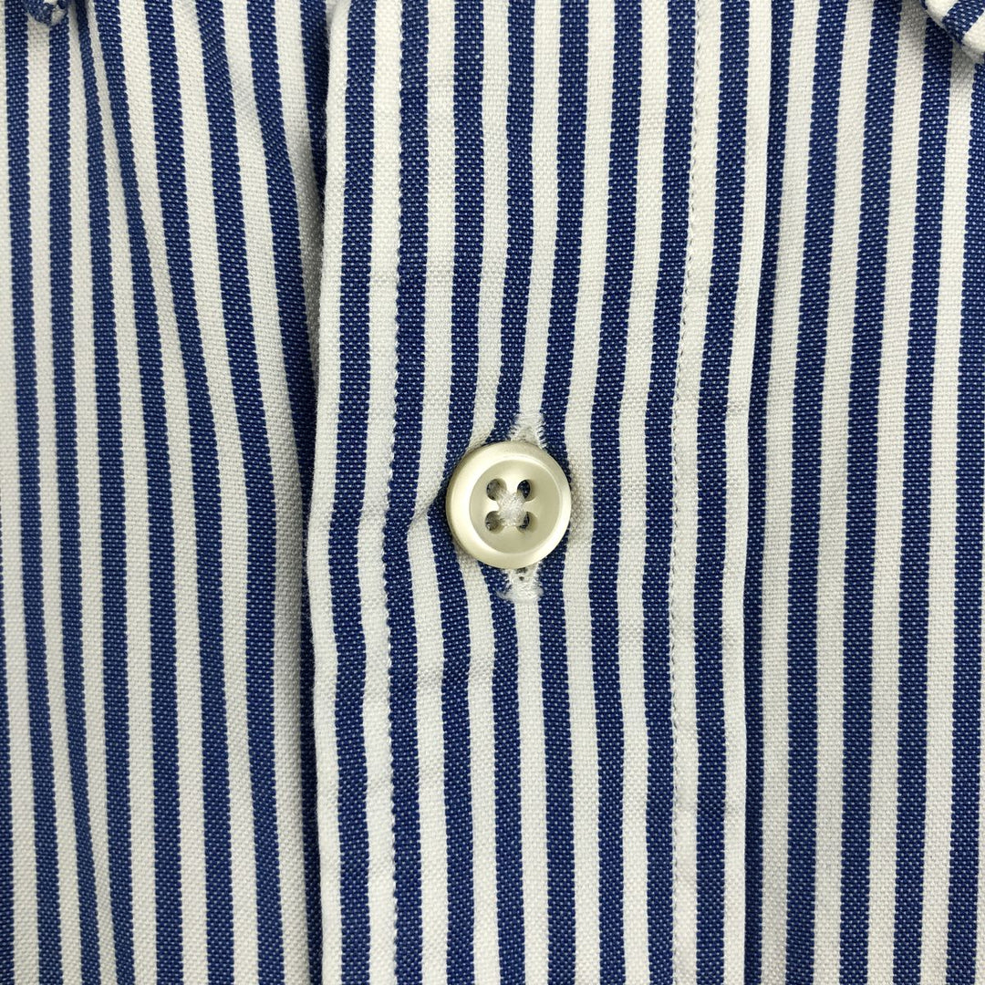 Ralph Lauren YARMOUTH Long Sleeve Button-Down Striped Shirt, Men's M Size cotton blue type Vintage Second Hand
