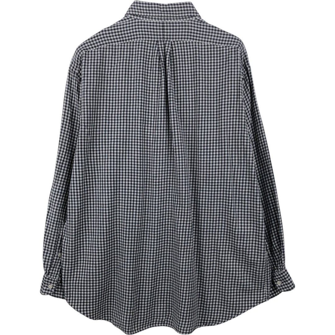 Ralph Lauren BLAIRE gingham check long-sleeve button-down check shirt, men's size XL cotton black type Vintage Second Hand