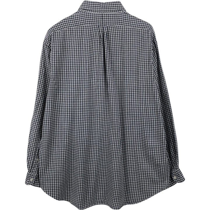 Ralph Lauren BLAIRE gingham check long-sleeve button-down check shirt, men's size XL cotton black type Vintage Second Hand