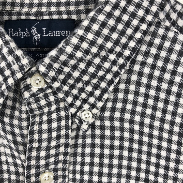 Ralph Lauren BLAIRE gingham check long-sleeve button-down check shirt, men's size XL cotton black type Vintage Second Hand