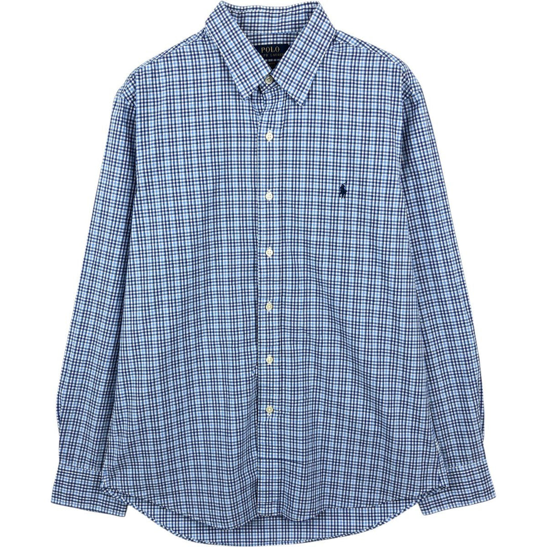 Ralph Lauren POLO RALPH LAUREN Slim Fit Long-Sleeve Cotton Check Shirt, Men's Size L (approx.) cotton blue type Vintage Second Hand