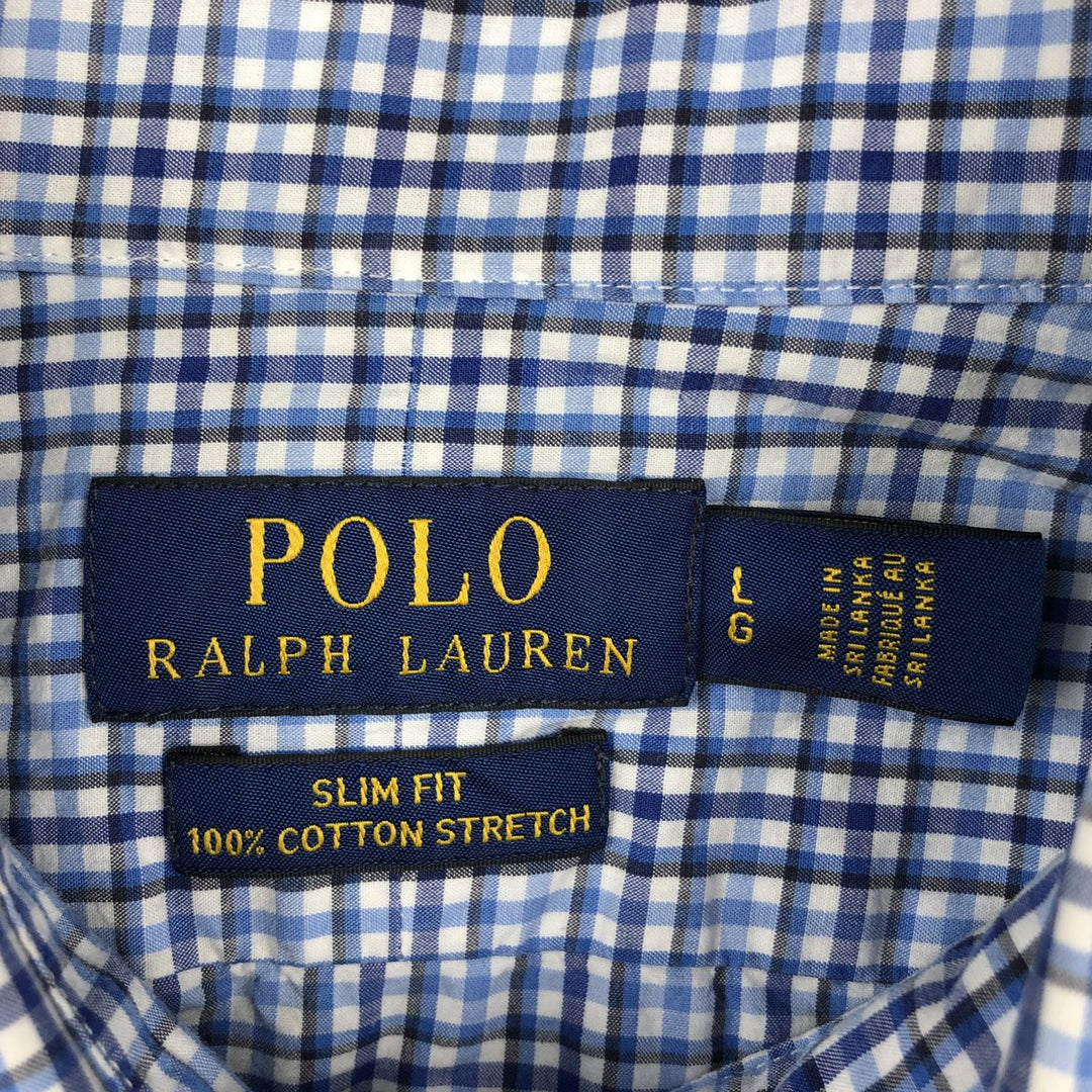 Ralph Lauren POLO RALPH LAUREN Slim Fit Long-Sleeve Cotton Check Shirt, Men's Size L (approx.) cotton blue type Vintage Second Hand