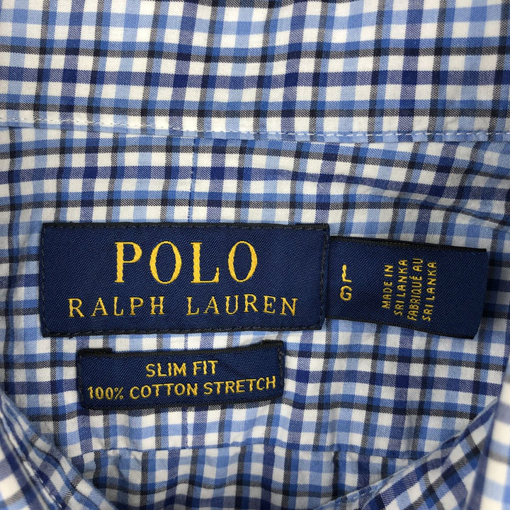 Ralph Lauren POLO RALPH LAUREN Slim Fit Long-Sleeve Cotton Check Shirt, Men's Size L (approx.) cotton blue type Vintage Second Hand