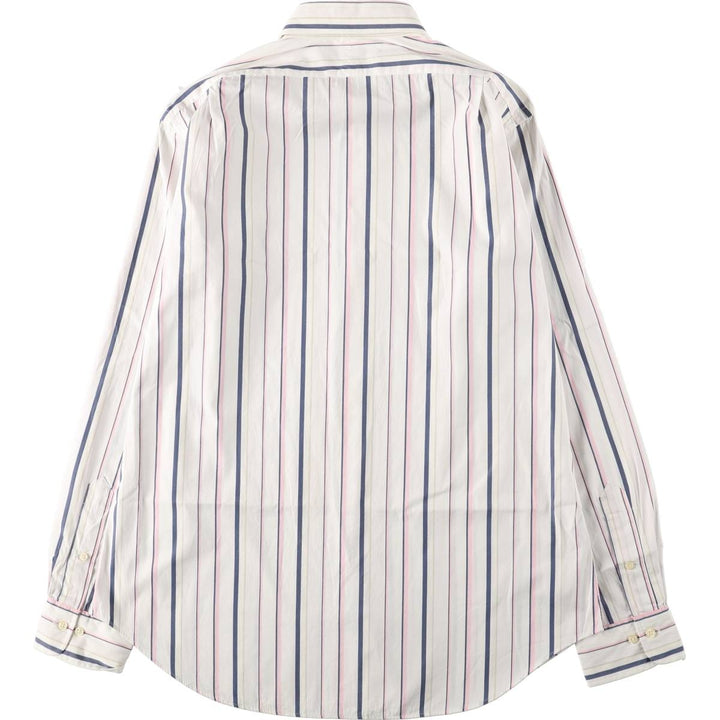 Ralph Lauren POLO by Ralph Lauren REGENT CLASSIC FIT Multi-stripe Long-Sleeve Cotton Stripe Shirt, Men's Size L (approx.) cotton white type Vintage Second Hand