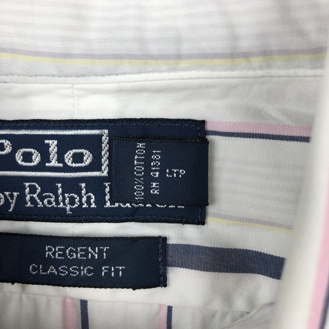 Ralph Lauren POLO by Ralph Lauren REGENT CLASSIC FIT Multi-stripe Long-Sleeve Cotton Stripe Shirt, Men's Size L (approx.) cotton white type Vintage Second Hand