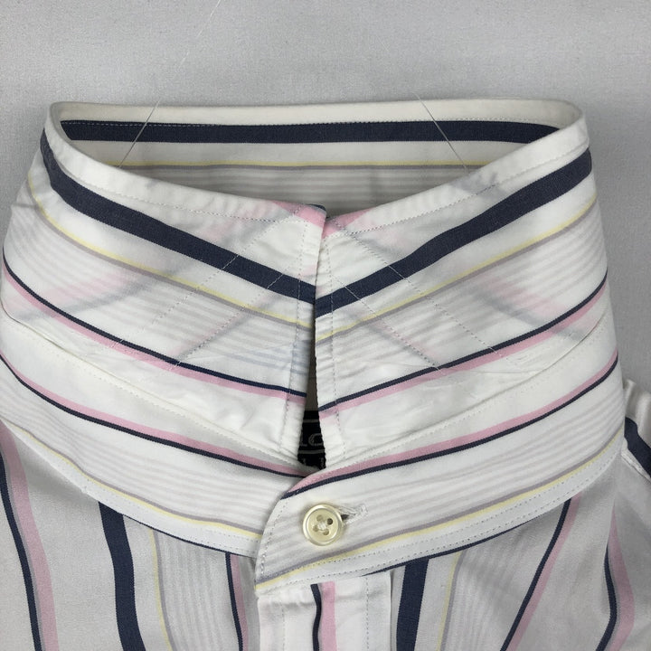 Ralph Lauren POLO by Ralph Lauren REGENT CLASSIC FIT Multi-stripe Long-Sleeve Cotton Stripe Shirt, Men's Size L (approx.) cotton white type Vintage Second Hand