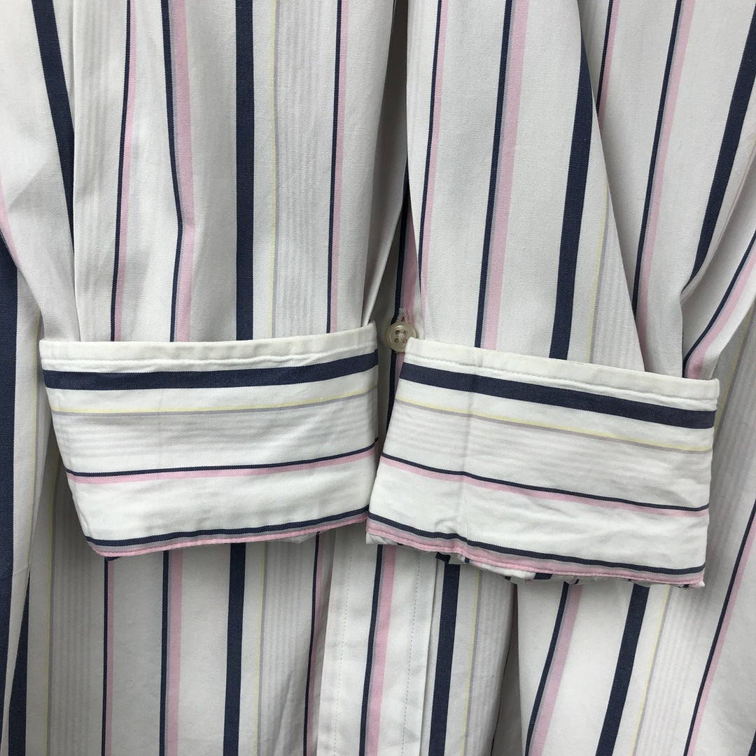 Ralph Lauren POLO by Ralph Lauren REGENT CLASSIC FIT Multi-stripe Long-Sleeve Cotton Stripe Shirt, Men's Size L (approx.) cotton white type Vintage Second Hand