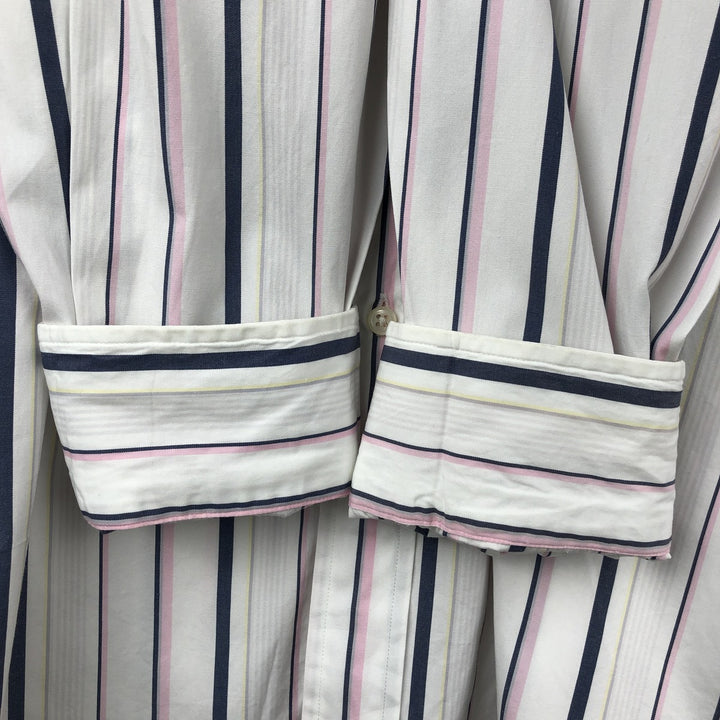 Ralph Lauren POLO by Ralph Lauren REGENT CLASSIC FIT Multi-stripe Long-Sleeve Cotton Stripe Shirt, Men's Size L (approx.) cotton white type Vintage Second Hand