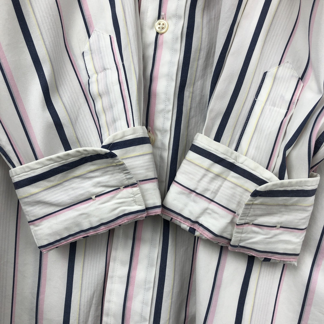 Ralph Lauren POLO by Ralph Lauren REGENT CLASSIC FIT Multi-stripe Long-Sleeve Cotton Stripe Shirt, Men's Size L (approx.) cotton white type Vintage Second Hand