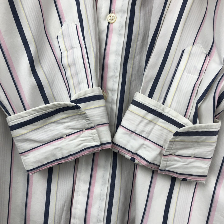 Ralph Lauren POLO by Ralph Lauren REGENT CLASSIC FIT Multi-stripe Long-Sleeve Cotton Stripe Shirt, Men's Size L (approx.) cotton white type Vintage Second Hand