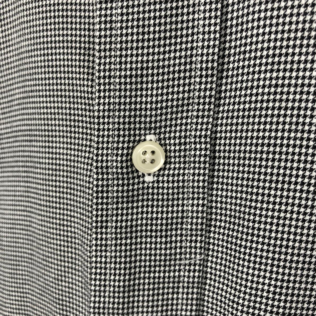 Ralph Lauren YARMOUTH Houndstooth Pattern Long Sleeve Button-Down Check Shirt, Men's Size Medium cotton black type Vintage Second Hand