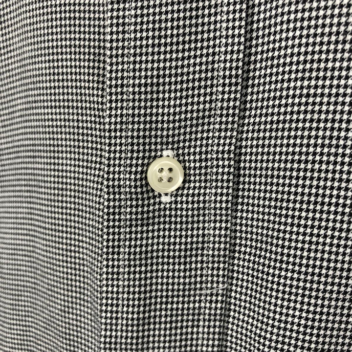 Ralph Lauren YARMOUTH Houndstooth Pattern Long Sleeve Button-Down Check Shirt, Men's Size Medium cotton black type Vintage Second Hand