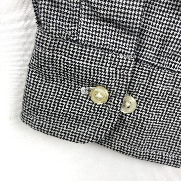Ralph Lauren YARMOUTH Houndstooth Pattern Long Sleeve Button-Down Check Shirt, Men's Size Medium cotton black type Vintage Second Hand