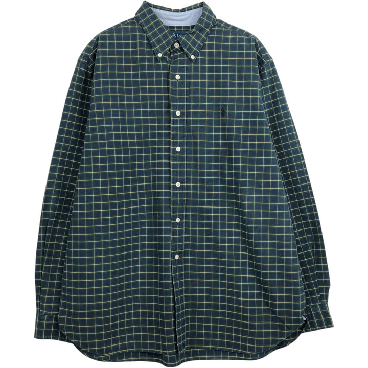 Ralph Lauren Classic Fit Long Sleeve Button Down Check Shirt Men's XL cotton dark green Vintage Second Hand