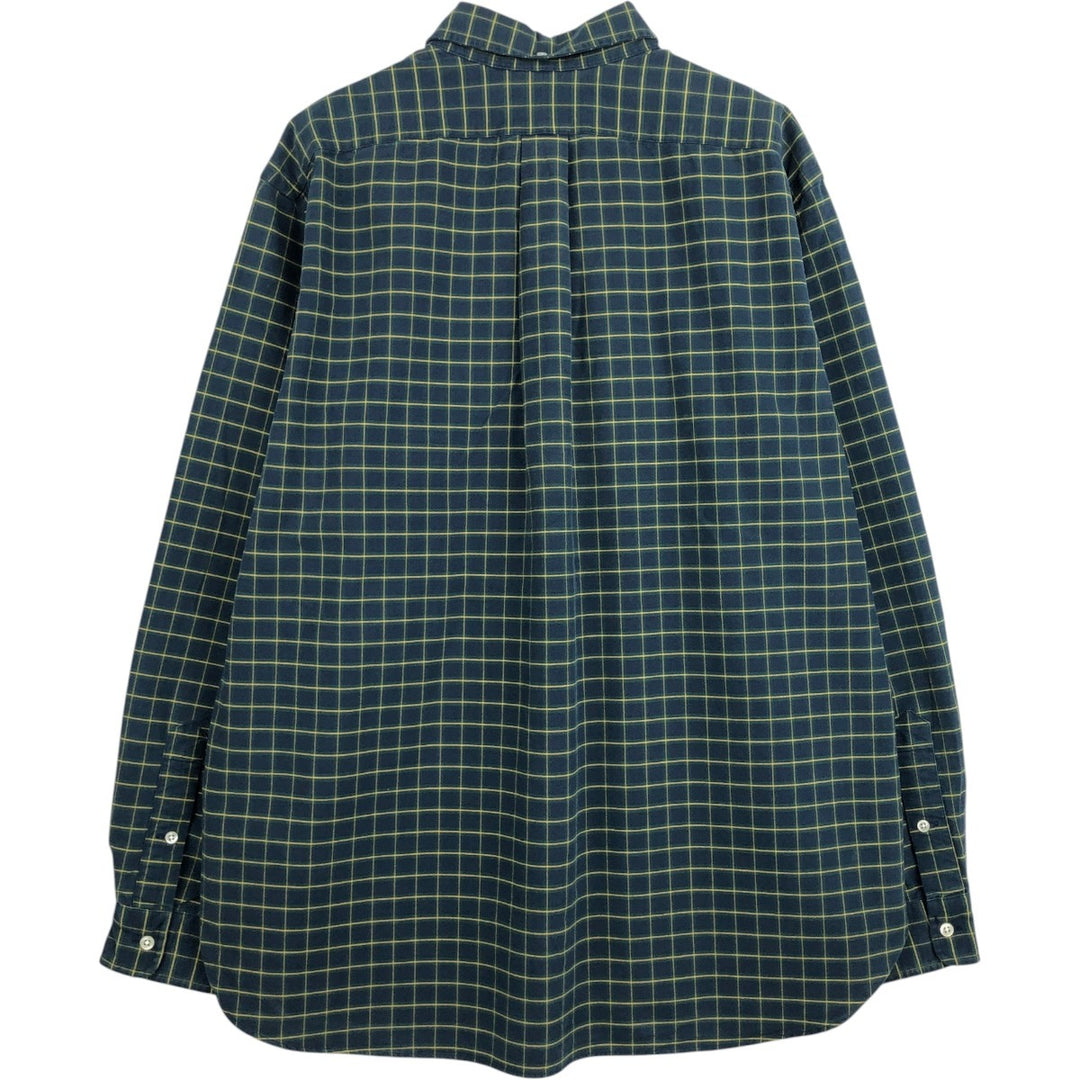 Ralph Lauren Classic Fit Long Sleeve Button Down Check Shirt Men's XL cotton dark green Vintage Second Hand