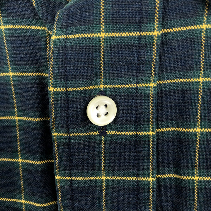 Ralph Lauren Classic Fit Long Sleeve Button Down Check Shirt Men's XL cotton dark green Vintage Second Hand