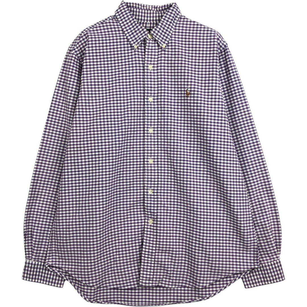 Ralph Lauren POLO RALPH LAUREN Gingham check long sleeve button down check shirt Men's L size cotton purple type Vintage Second Hand