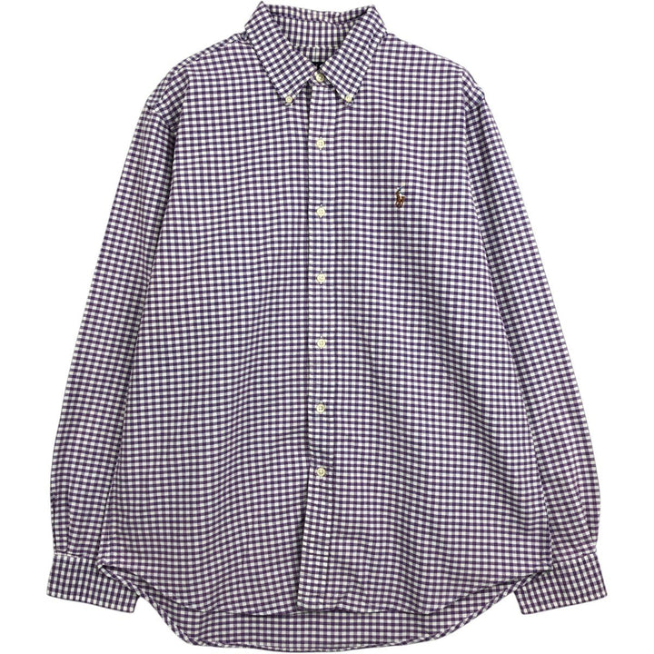 Ralph Lauren POLO RALPH LAUREN Gingham check long sleeve button down check shirt Men's L size cotton purple type Vintage Second Hand
