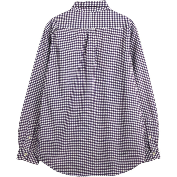 Ralph Lauren POLO RALPH LAUREN Gingham check long sleeve button down check shirt Men's L size cotton purple type Vintage Second Hand