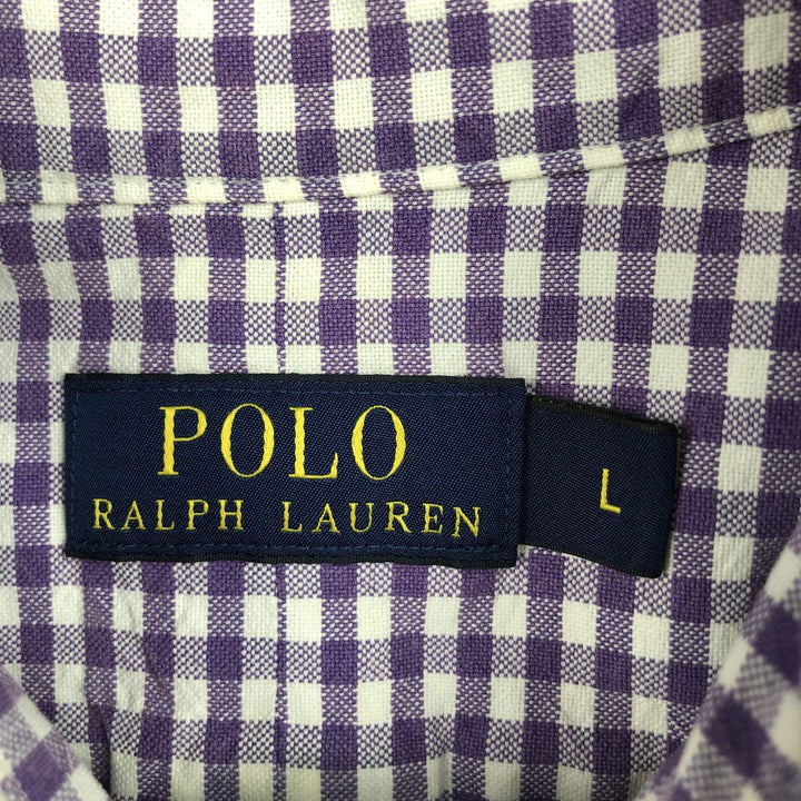 Ralph Lauren POLO RALPH LAUREN Gingham check long sleeve button down check shirt Men's L size cotton purple type Vintage Second Hand