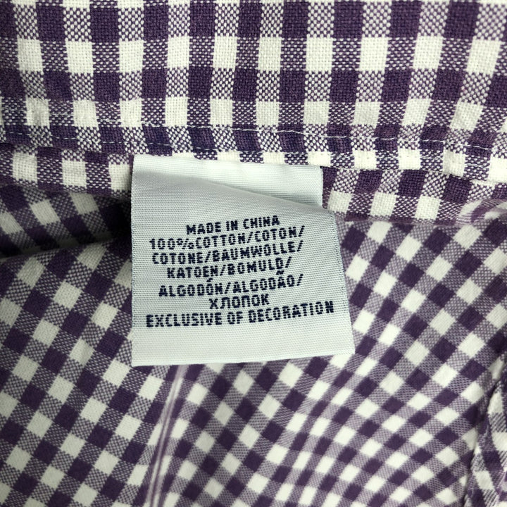 Ralph Lauren POLO RALPH LAUREN Gingham check long sleeve button down check shirt Men's L size cotton purple type Vintage Second Hand
