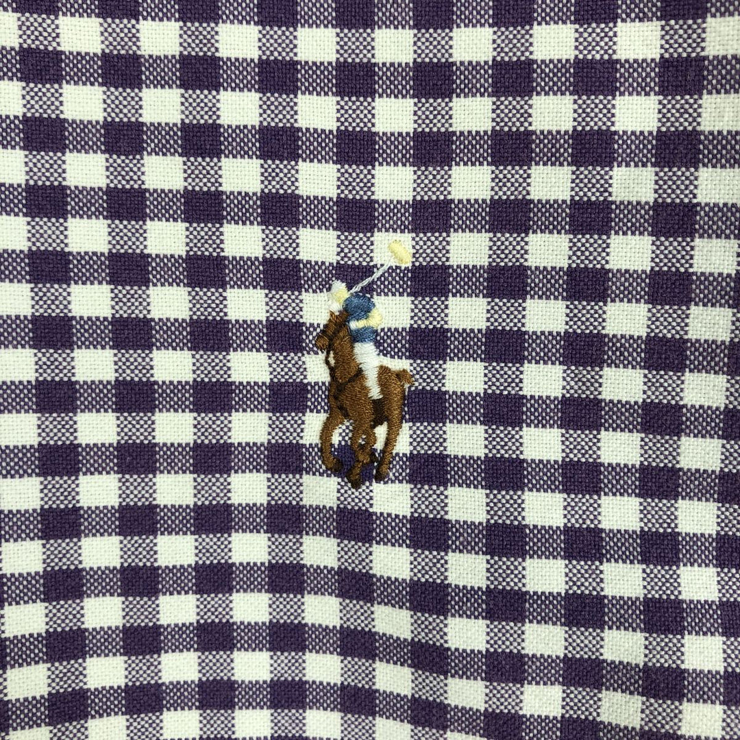 Ralph Lauren POLO RALPH LAUREN Gingham check long sleeve button down check shirt Men's L size cotton purple type Vintage Second Hand