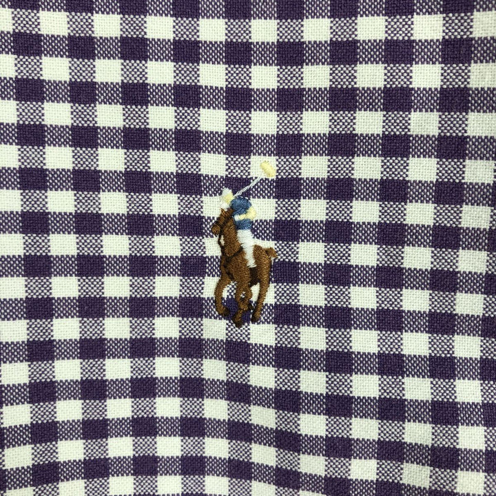 Ralph Lauren POLO RALPH LAUREN Gingham check long sleeve button down check shirt Men's L size cotton purple type Vintage Second Hand