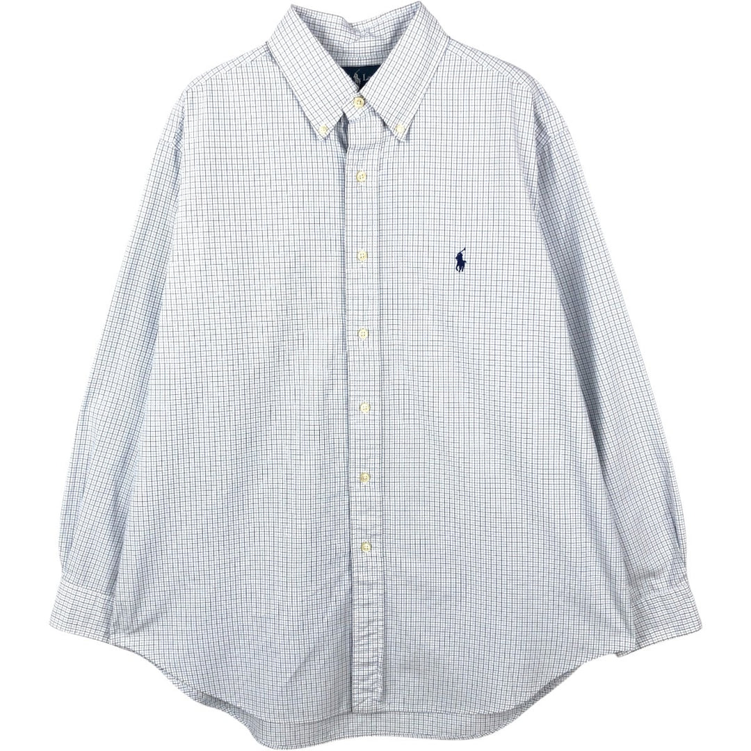 Ralph Lauren Classic Fit Long Sleeve Button Down Check Shirt Men's Size L cotton white type Vintage Second Hand