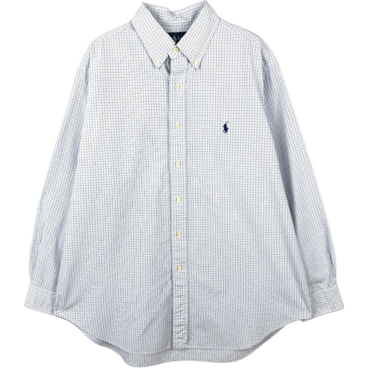 Ralph Lauren Classic Fit Long Sleeve Button Down Check Shirt Men's Size L cotton white type Vintage Second Hand