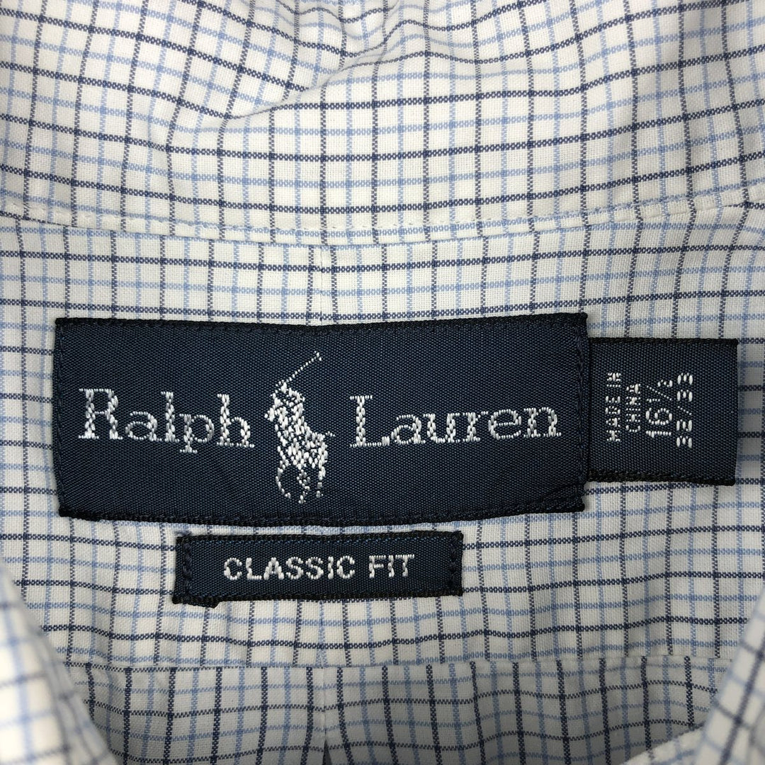 Ralph Lauren Classic Fit Long Sleeve Button Down Check Shirt Men's Size L cotton white type Vintage Second Hand