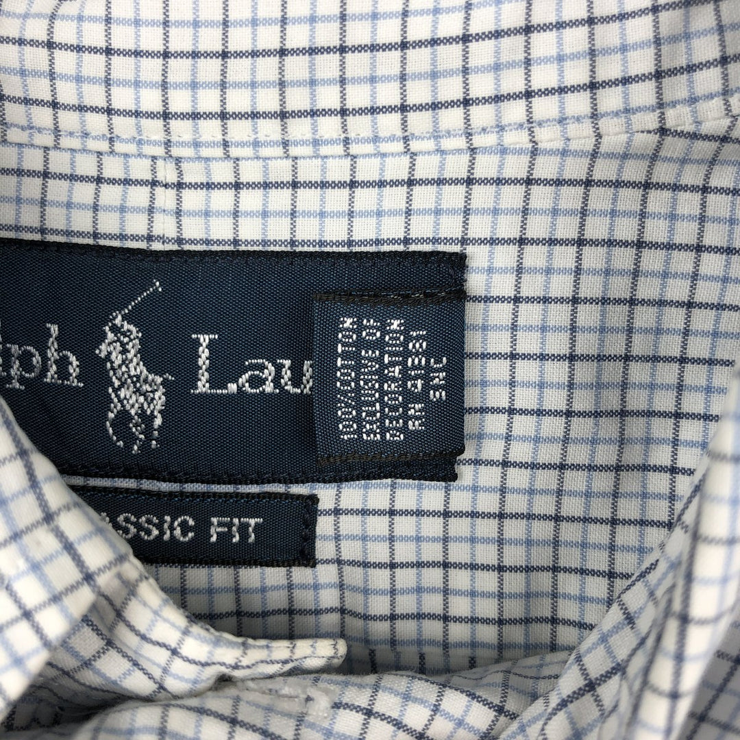 Ralph Lauren Classic Fit Long Sleeve Button Down Check Shirt Men's Size L cotton white type Vintage Second Hand