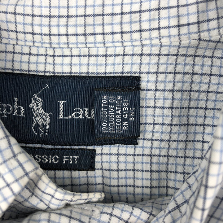 Ralph Lauren Classic Fit Long Sleeve Button Down Check Shirt Men's Size L cotton white type Vintage Second Hand