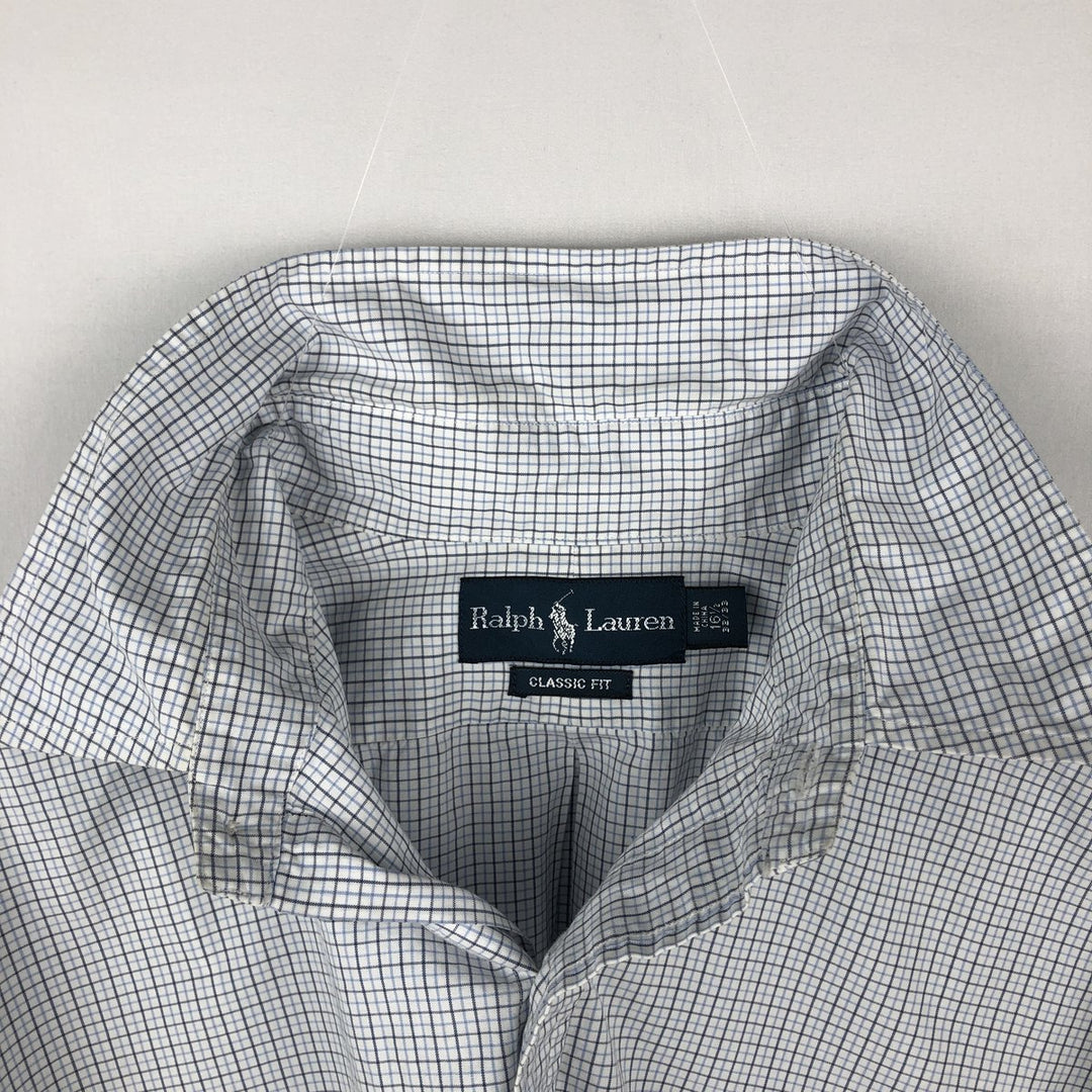 Ralph Lauren Classic Fit Long Sleeve Button Down Check Shirt Men's Size L cotton white type Vintage Second Hand