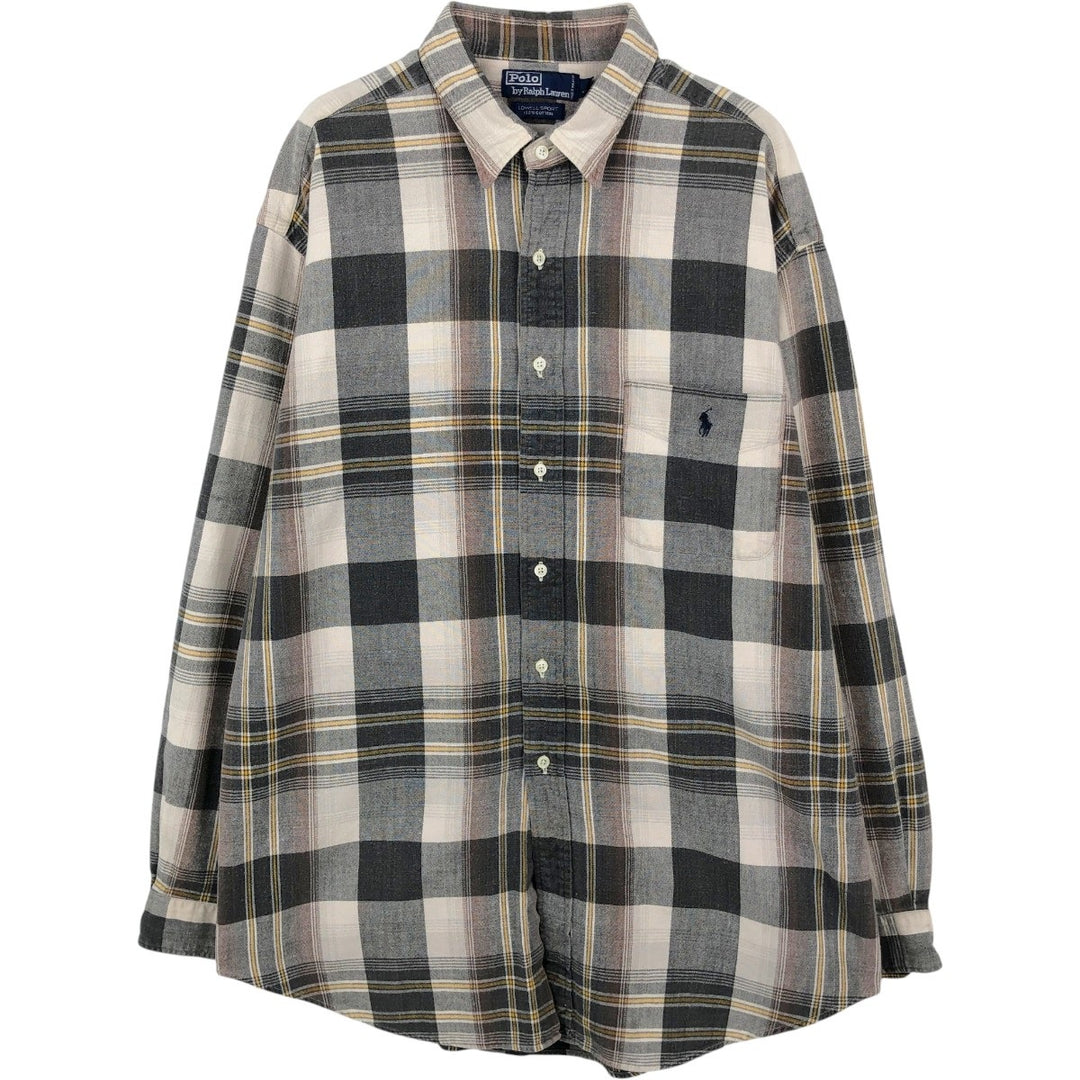 Ralph Lauren POLO by Ralph Lauren LOWELL SPORT Long-Sleeve Flannel Check Shirt, Men's Size XL (approx.) cotton brown type Vintage Second Hand