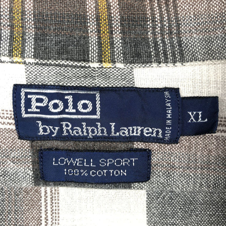 Ralph Lauren POLO by Ralph Lauren LOWELL SPORT Long-Sleeve Flannel Check Shirt, Men's Size XL (approx.) cotton brown type Vintage Second Hand