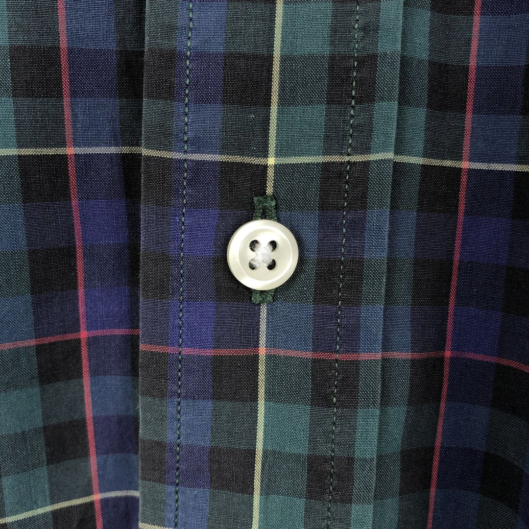 Ralph Lauren long sleeve button down check shirt, men's size L cotton navy blue type Vintage Second Hand