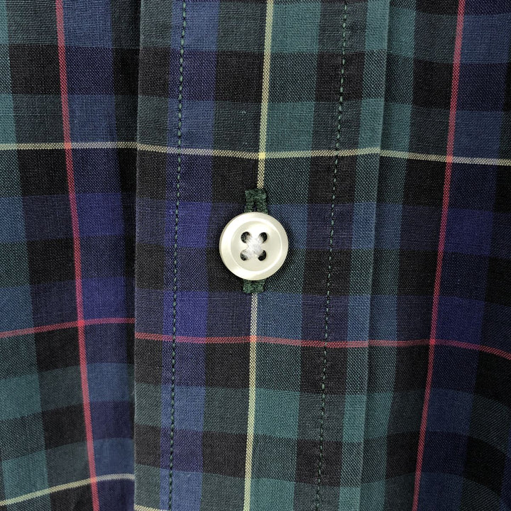 Ralph Lauren long sleeve button down check shirt, men's size L cotton navy blue type Vintage Second Hand