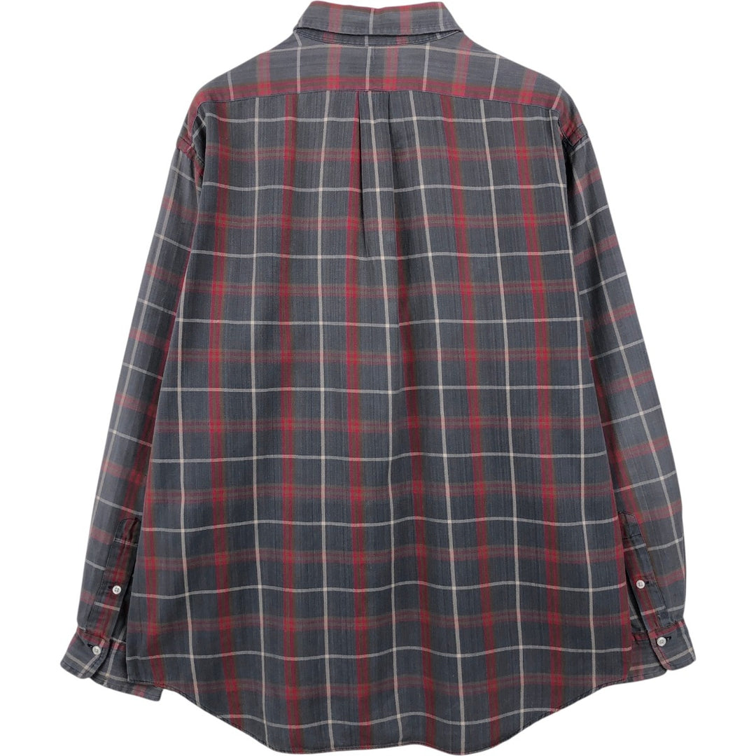 Ralph Lauren long sleeve button down check shirt, men's XL size cotton Charcoal Vintage Second Hand