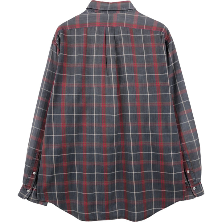 Ralph Lauren long sleeve button down check shirt, men's XL size cotton Charcoal Vintage Second Hand