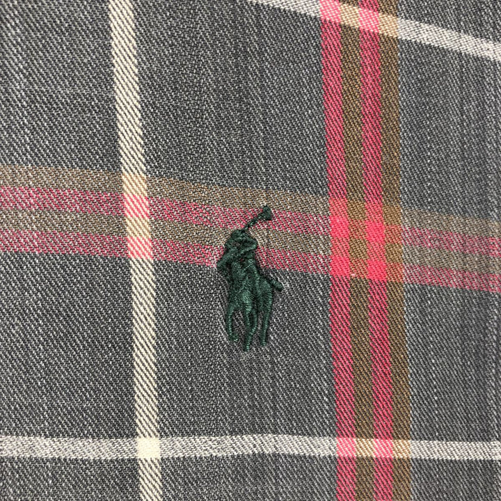 Ralph Lauren long sleeve button down check shirt, men's XL size cotton Charcoal Vintage Second Hand