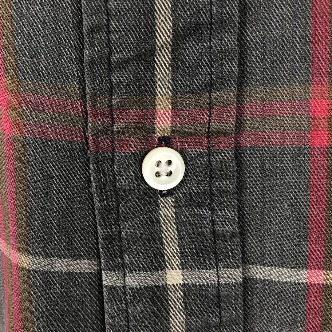 Ralph Lauren long sleeve button down check shirt, men's XL size cotton Charcoal Vintage Second Hand