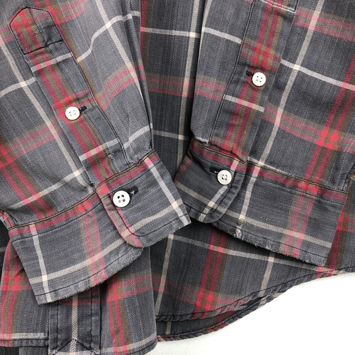 Ralph Lauren long sleeve button down check shirt, men's XL size cotton Charcoal Vintage Second Hand