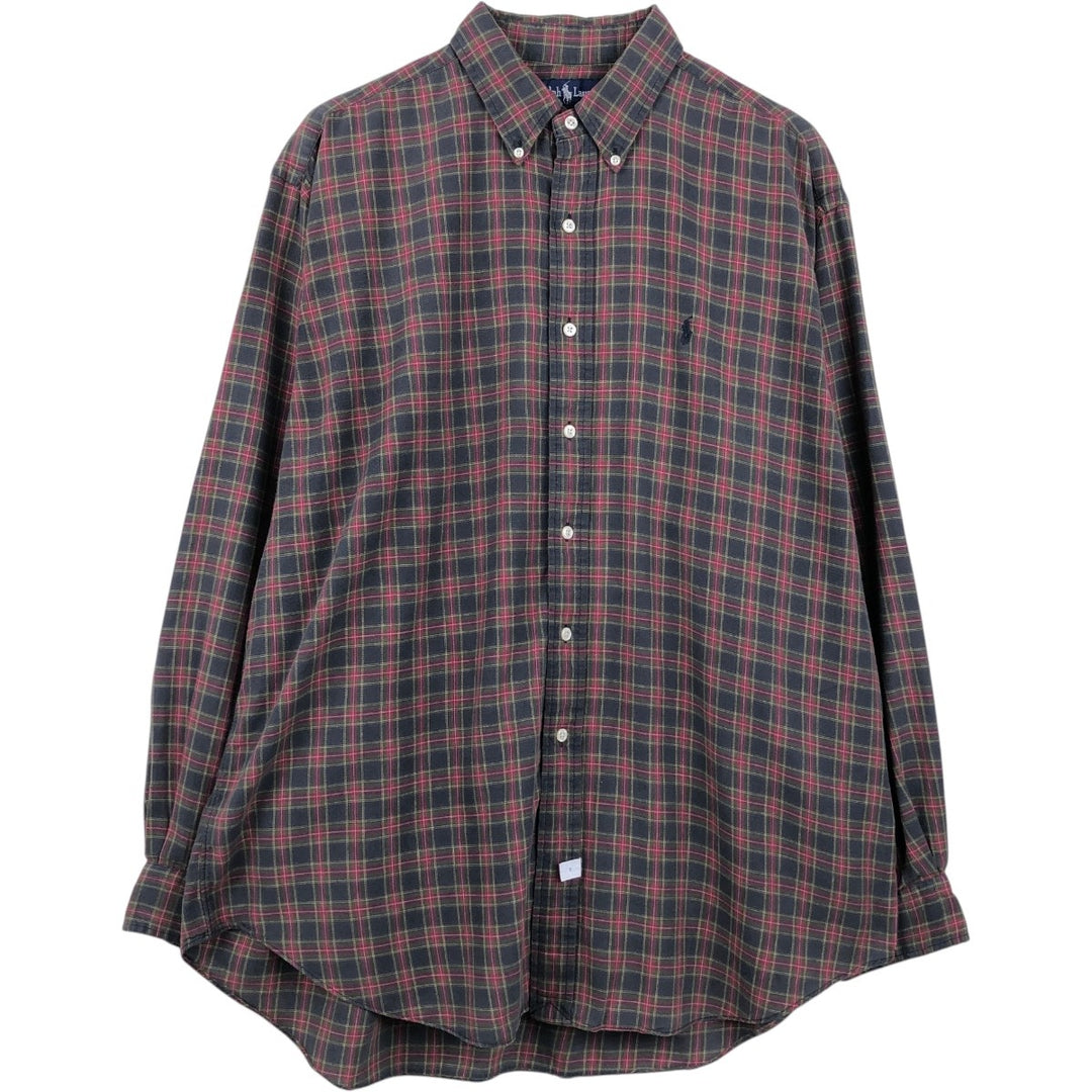 Ralph Lauren long sleeve button down check shirt, men's XL size cotton red type Vintage Second Hand