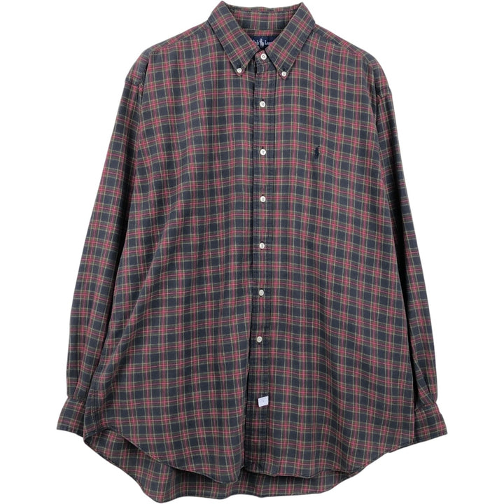 Ralph Lauren long sleeve button down check shirt, men's XL size cotton red type Vintage Second Hand