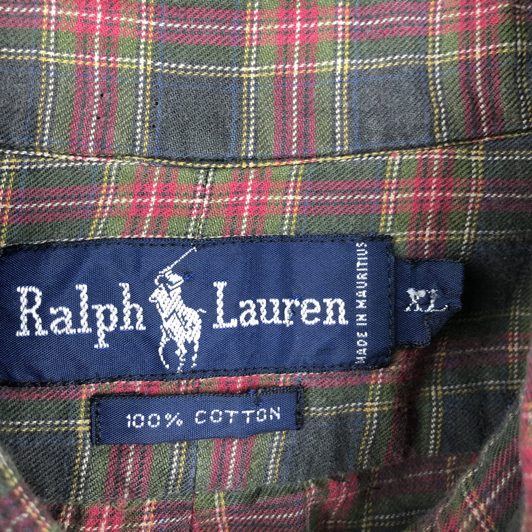 Ralph Lauren long sleeve button down check shirt, men's XL size cotton red type Vintage Second Hand