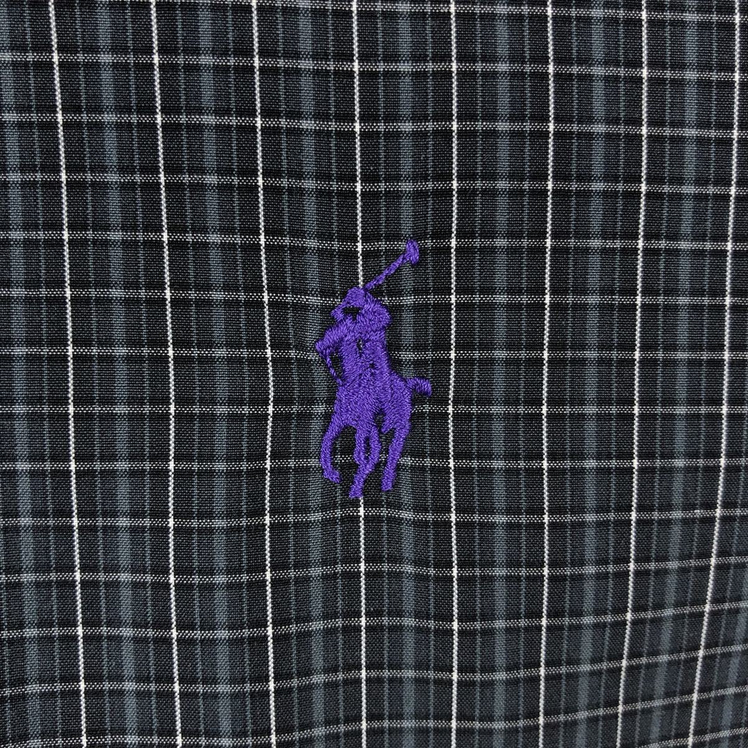 Ralph Lauren CLASSIC FIT Crazy Pattern Long Sleeve Button-Down Check Shirt, Men's Size XL (approx.) cotton gray type Vintage Second Hand