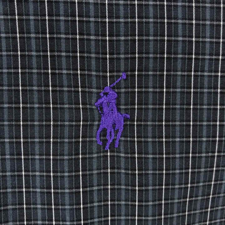 Ralph Lauren CLASSIC FIT Crazy Pattern Long Sleeve Button-Down Check Shirt, Men's Size XL (approx.) cotton gray type Vintage Second Hand