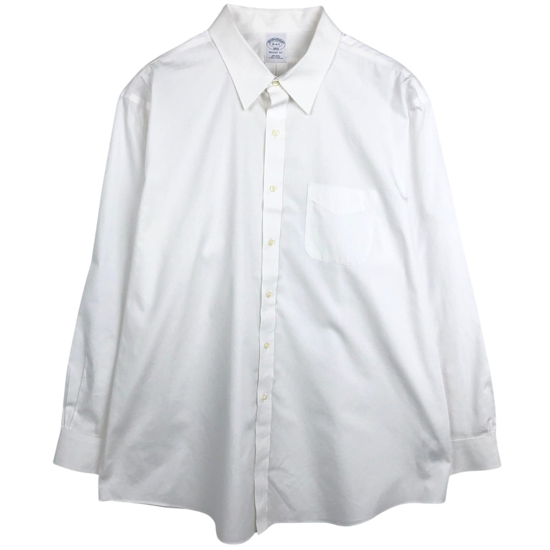 Brooks Brothers 1818 REGENT FIT Long-Sleeve Cotton Shirt, Men's Size XXL (approx.) cotton white type Vintage Second Hand