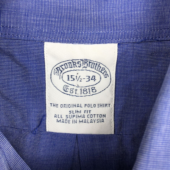 Brooks Brothers Est.1818 Slim Fit Long-Sleeve Button-Down Shirt, Men's Size M (approx.) Supima Cotton navy blue type Vintage Second Hand